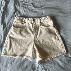 Madewell White Jean Shorts High-Waisted Raw Hem